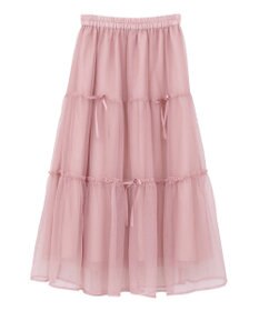 earth music&ecology リボンチュールティアードスカート