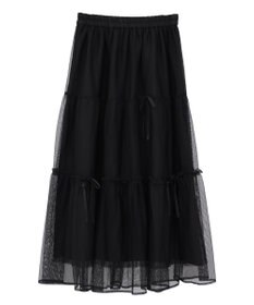 earth music&ecology リボンチュールティアードスカート