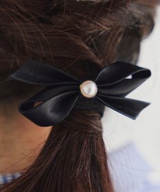 Tiaclasse 【2TYPE/ゴム＆クリップ】レザーリボンヘアアクセサリー