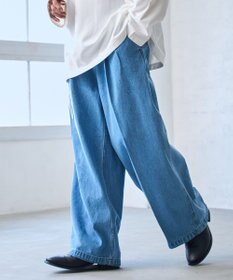 WEGO 【ウエストゴム】スーパーバギーデニムスラックス