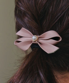 Tiaclasse 【2TYPE/ゴム＆クリップ】レザーリボンヘアアクセサリー