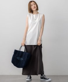 23区 L 【新色追加/洗える】コットンベアジャージー ノースリーブ Tシャツ