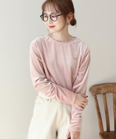 AMERICAN HOLIC ベロアクルーネックカットプルオーバー