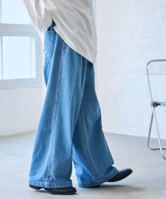 WEGO 【ウエストゴム】スーパーバギーデニムスラックス