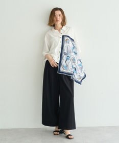 YECCA VECCA スカーフデザインアシメハーフスリーブシャツ
