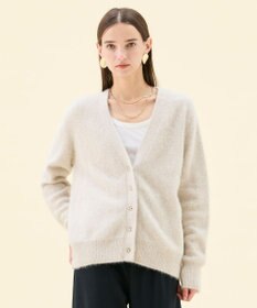BEIGE， AMARILLO / スパンコールフォックスニットカーディガン