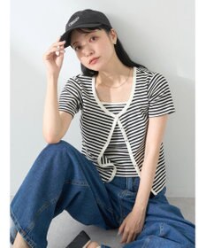 earth music&ecology ＳＥＴ２点ボーダーカーディガン＋キャミ