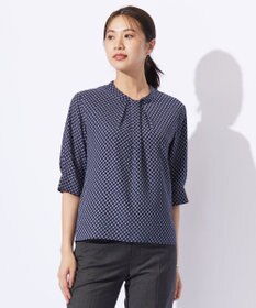 J.PRESS LADIES L モノグラムプリント ボウタイ風 カットソー