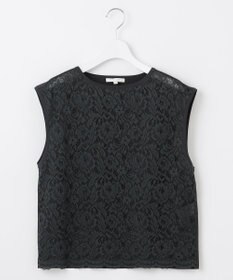 自由区 【洗える】クレープストレッチレースコンビ ニット