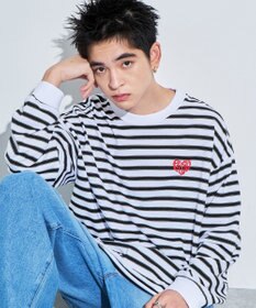 WEGO 【MLサイズ展開】ボーダーワンポイントT（LS）