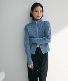 Green Parks 配色リブＺｉｐニットカーディガン