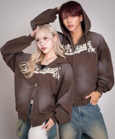 WEGO 【ユニセックス着用ITEM/MLサイズ展開】グラフィックZIPパーカー