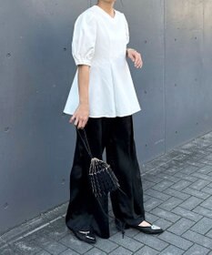 Green Parks AnriettMusee パフスリーブペプラムブラウス