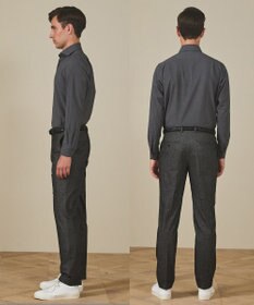 GOTAIRIKU 新色/キングサイズ入荷【シワになりにくい/ストレッチ/洗える】ウールライク シャツ_カッタウェイカラー