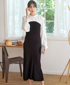 ANY SIS S 【全方位 好印象】シャツコンビリブニット ワンピース