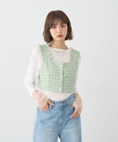 earth music&ecology 【セットアップ可】フリンジツイードビスチェ