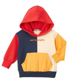 MIKI HOUSE HOT BISCUITS 【80-120cm】 マルチカラー配色切り替え ロゴパーカー