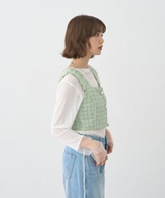 earth music&ecology 【セットアップ可】フリンジツイードビスチェ