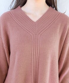 Tiaclasse L 【洗える】Vネック起毛ニットトップス