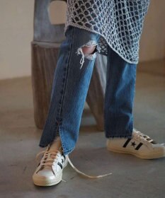 woadblue 【157】Slit Straight デニムパンツ