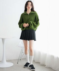 WEGO ハーフジップショートニットプルオーバー