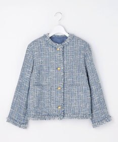 自由区 ファンシーノットツイードノーカラー ジャケット