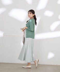 Tiaclasse L 【洗える】スリット袖Vネックリブカーディガン