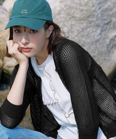 Tiaclasse L 【新色追加・洗える】パフスリーブ透かし編みニットカーディガン