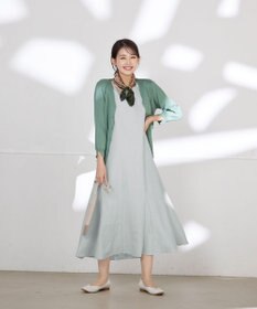 Tiaclasse L 【洗える】スリット袖Vネックリブカーディガン