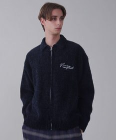 WEGO 【ユニセックス着用ITEM】ベロアモールワンポイントZIPカーディガン