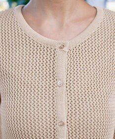 Tiaclasse L 【新色追加・洗える】パフスリーブ透かし編みニットカーディガン