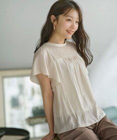 ANY SIS L 【洗える】シャーリングツヤ ブラウス