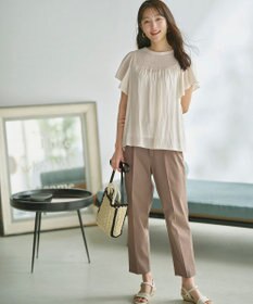 ANY SIS L 【洗える】シャーリングツヤ ブラウス