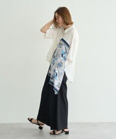 YECCA VECCA スカーフデザインアシメハーフスリーブシャツ