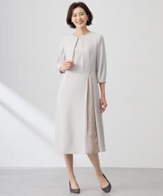 J.PRESS LADIES 【洗える】ストレッチバックサテンジョーゼット Aライン ワンピース