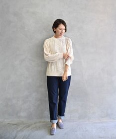 muuc 〈オーガニックコットン〉〈高品質スーピマ超長綿〉ローゲージニット アラン模様セーター