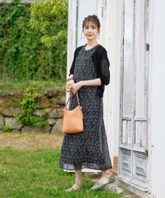 Tiaclasse L 【新色追加・洗える】パフスリーブ透かし編みニットカーディガン