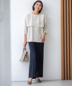 23区 L 【洗える】ストレッチジョーゼット ケープデザイン カットソー