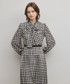 GRACE CONTINENTAL バイカラーチェックプリントワンピース