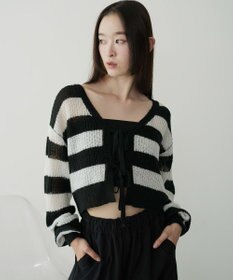 WEGO 【25年秋冬新作】モヘアタッチ2WAYリボンカーデ