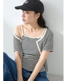 earth music&ecology ＳＥＴ２点ボーダーカーディガン＋キャミ