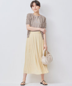 組曲 【WEB限定カラーあり】コットンポリエステル 編み柄カーディガン