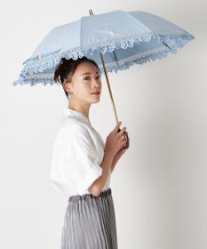 MOONBAT 【遮光/晴雨兼用日傘】POLO RALPH LAUREN（ポロラルフローレン） 折りたたみ日傘 エンブフリル 遮熱 UV