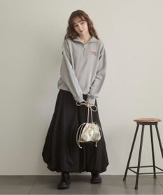 WEGO 【ANGIE VINTAGE】ワンポイント刺繍ハーフZIPスウェットプルオーバー