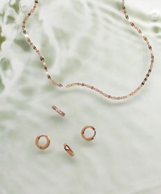 Phoebe 【金属アレルギー対応】ワンタッチビジューフープミニピアス　ローズゴールド/サージカルステンレス