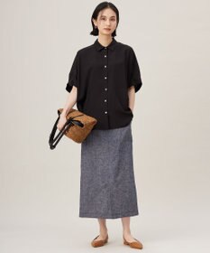 自由区 【洗える】コットンリネンシャンブレー スカート