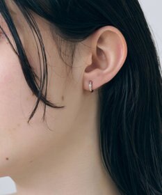 Phoebe 【金属アレルギー対応】ワンタッチビジューフープミニピアス　ローズゴールド/サージカルステンレス