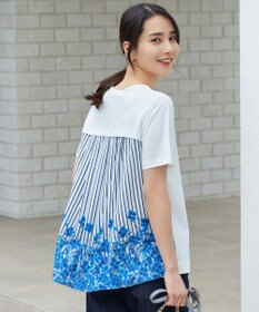 自由区 【洗える】オルタンシアフルールプリントコンビ カットソー