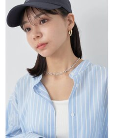 earth music&ecology バンドカラーストライプシャツ