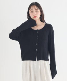 earth music&ecology 【予約】リブクロップドカーディガン